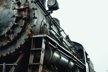 Poster - A detailed view of a train on a train track. Perfect for transportation or industrial-themed projects