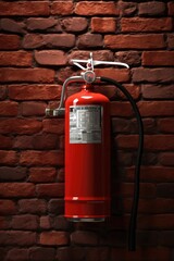 Wall Mural - Fire extinguisher attached to a brick wall. Suitable for fire safety and emergency preparedness concepts