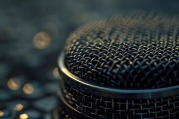 Poster - A microphone placed on top of a keyboard. Suitable for music production or podcasting purposes