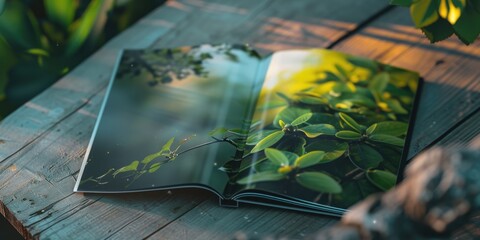 Poster - A book sitting on top of a wooden table. Perfect for educational or literary concepts