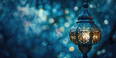Aufkleber - A light fixture hanging from a tree, creating a warm and inviting atmosphere. Perfect for outdoor events and cozy evenings