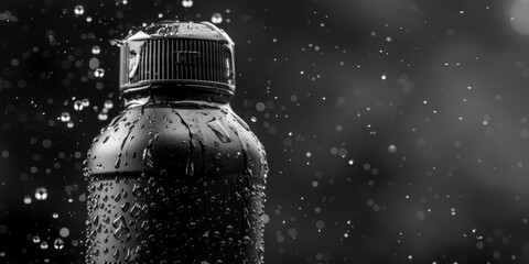 Poster - A black and white photo of a water bottle. Can be used for various purposes