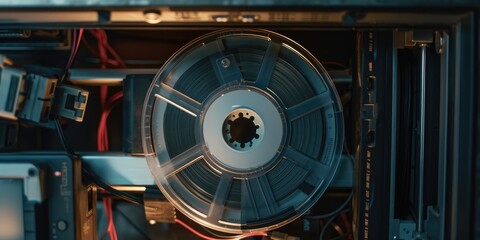 Poster - A picture of a reel with a hole in the middle. Suitable for various applications