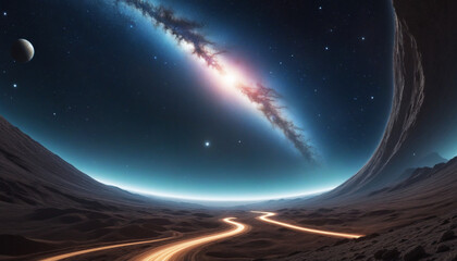 Wall Mural - futuristic space scene with swirling spatial and temporal elements