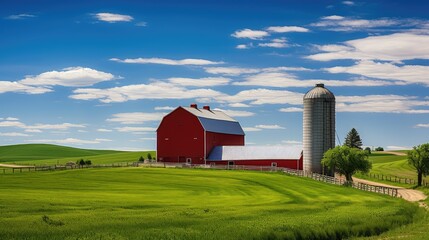 Wall Mural - rural farm with silo