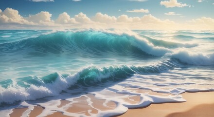 Wall Mural - Soft ocean wave on the sandy beach