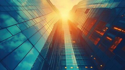 Leinwandbilder - The skyscrapers in the financial district, Modern skyscrapers of a smart city, futuristic financial district with buildings. Generative AI.