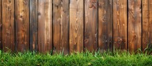 Wooden Fence Door With Green Grass Lawn Outside Of House. AI Generated Image