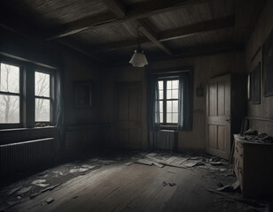 Desolate shadowy abandoned room