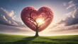 © SR07XC3 - Love symbol tree in a spring meadow for Valentine's Day