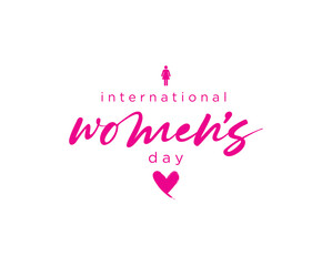 International women's day elegant lettering . Greeting card for Happy Women's Day with elegant hand drawn calligraphy	
