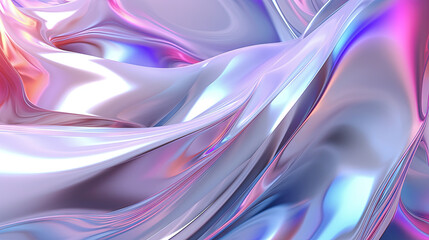 Poster - Abstract holographic waves on the iridescent background.