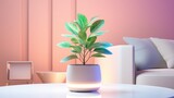 Fototapeta Przestrzenne - Intelligent smart plant pot. multifunctional smart pot sporting a creative and modern design