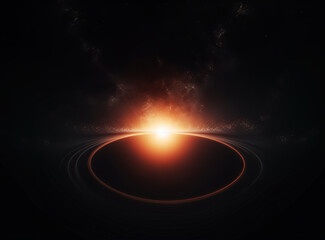 Poster - Light flare in the dark space. Abstract background with shiny lens glare effect.