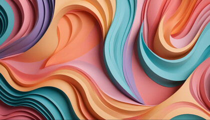 Sticker - Colorful abstract wave paper craft background.