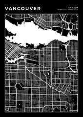 Wall Mural - Vancouver City Map, Cartography Map, Street Layout Map