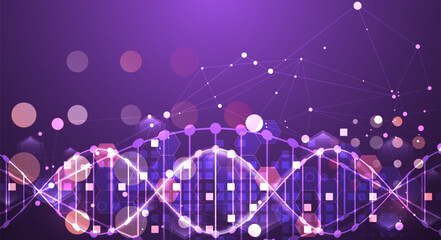 Aufkleber - Scientific and technological background. Abstract image of DNA molecule. Vector illustration. Hand drawn.