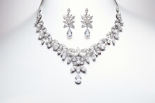 Illustration Jewelry Silver Vintage Necklace With Precious Stones