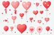 a bunch of heart shaped balloons on a stick