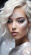 © Ольга Симонова - closeup beautiful woman with creative makeup with glitter, festive makeup for a party, new year, disco, holiday.