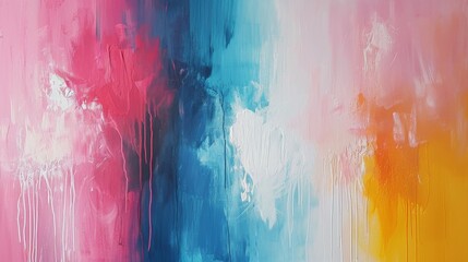 Poster - Abstract background with a brush strokes of blue, yellow and red paint