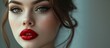 Glamorous woman with bold red lipstick and striking white face makeup in elegant beauty portrait