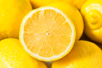 Wall Mural - Organic Raw Yellow Seedless Lemons