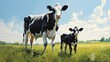 farm dairy cow and calf
