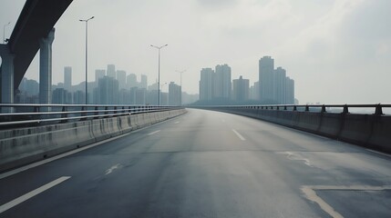 Poster - Generative AI : empty highway with cityscape 