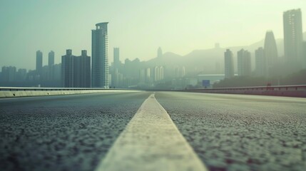 Poster - Generative AI : empty highway with cityscape 