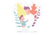 © visio - Vector Illustration Of Father Holding Baby Son In Arms. Happy Father`s Day Greeting Card.
