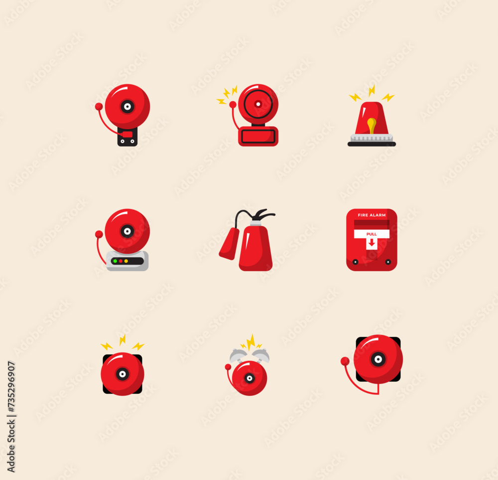 Red fire alarm bell icon. An electric bell sounds to alert you in the ...
