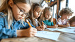 © Lin_Studio - Adorable children drawing together at table indoors