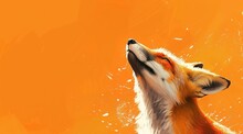 A Close Up Of A Fox's Face With Its Mouth Open And Water Splashing On It's Face.
