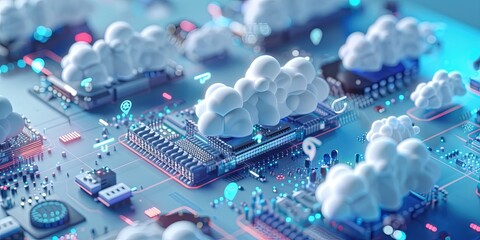 Wall Mural - Cloud computing enterprise datacenter for SaaS, HaaS, and information technology uses.