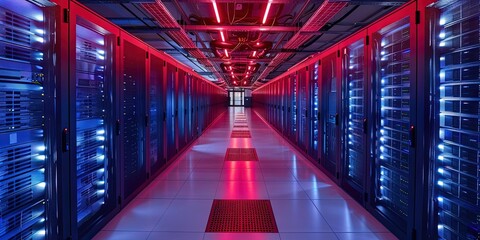 Wall Mural - Cloud computing enterprise datacenter for SaaS, HaaS, and information technology uses.