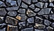 Solid manufactured obsidian stones wall