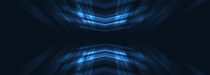 Poster - Abstract blue arrows futuristic technology background concept high-speed movement. Dynamic motion blue hi tech digital arrows and stripes. Vector illustration