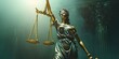 Justice Embodied. Lady Justice Statue with Scales of Justice, Symbolizing Legal Integrity and Fairness.