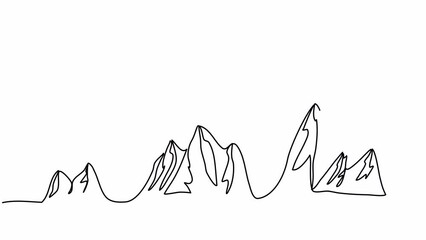 Wall Mural - Mountains, one line drawing animation. Video clip with alpha channel.