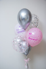 a set of balloons for a girl, the inscription on the balloon “Girl pearl”, “Happy birthday, daughter”