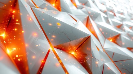 Poster - Pathways to Tomorrow. White, Orange, and Gold Diagonals Embodying Simplicity and Tech in Future Lines.