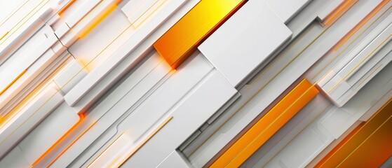 Poster - Pathways to Tomorrow. White, Orange, and Gold Diagonals Embodying Simplicity and Tech in Future Lines.