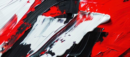 Wall Mural - Abstract Painting with Bold Red, White, and Black Brush Strokes