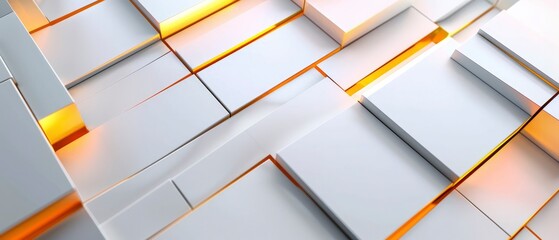 Poster - Pathways to Tomorrow. White, Orange, and Gold Diagonals Embodying Simplicity and Tech in Future Lines.