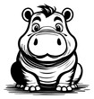 An illustration of a cute cartoon hippo.