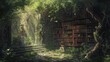 © Summit Art Creations - An ancient library in a hidden forest, overgrown with ivy, books filled with forgotten lore, mystical ambiance, sunlight filtering through leaves. Resplendent.