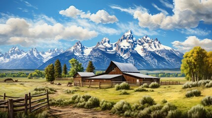 Wall Mural - agriculture mountain farm