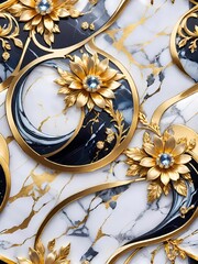  showcase an opulent array of textures and materials, featuring intricate gold leaf designs with marble and gemstone inlays. The luxurious patterns present a blend of classic elegance and modern desig