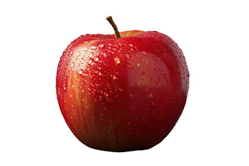 Wall Mural - freshvibrant red apple with water droplets, isolated on transparent background, natural fruit, healthy food